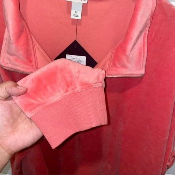 COPY - NWT Ava & Viv Coral Pink Knit 1/4 Zip Pullover Sweatshirt Size 3X - Picture 4 of 6